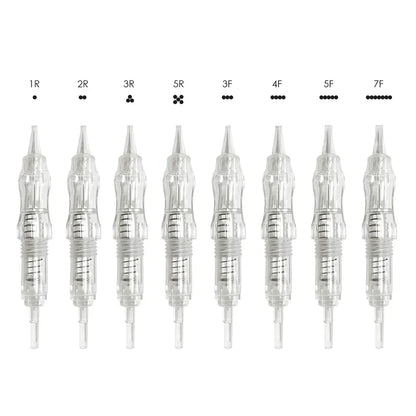 10PCS Microblading Tattoo Needle Cartridges – 0.15 to 0.4mm Screw Tips for Permanent Makeup & Eyebrow Rotary Machine