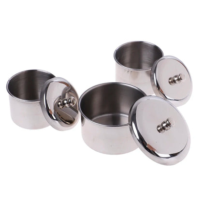 3-Piece Stainless Steel Dappen Dish Set – Manicure Nail Art Powder & Liquid Container Organizer Tray