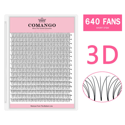 CoMango Wispy Premade Volume Lash Fans – 3-10D Individual Short Stem Faux Mink Russian Eyelash Extensions, 320 Fans
