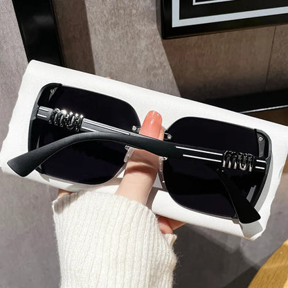 2024 New Fashion Rimless Sunglasses for Women – Luxury Brand Letter Design, UV400 Vintage Anti-Glare Shades
