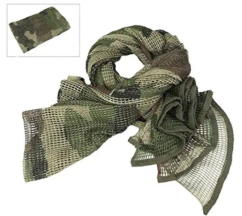 Camouflage Netting Tactical Mesh Scarf - Camo Scarf for Wargames, Hunting, Shooting, and Wild Photography