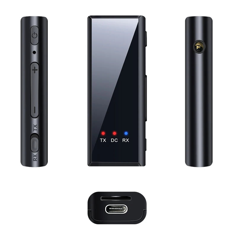 Bluetooth 5.4 Audio Transmitter Receiver – 3.5mm AUX Wireless Adapter with Mic & TF Card Support for Car, TV & PC