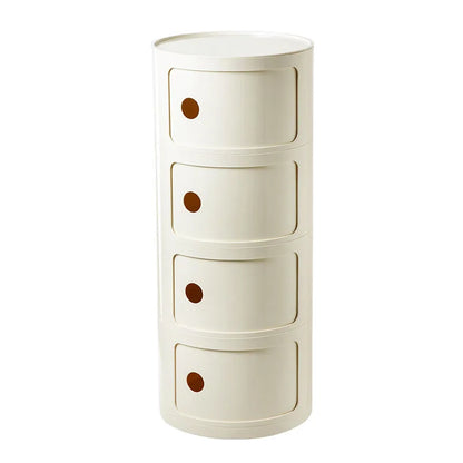 Nordic Minimalist White Bedside Table – Modern Round Plastic Side Cabinet, Small Creative Storage Unit