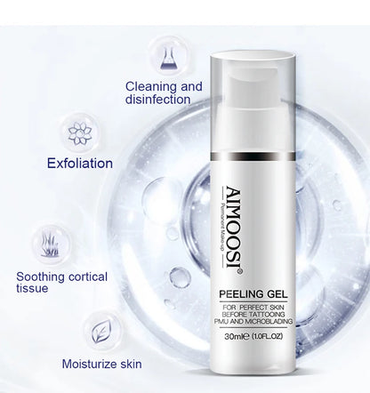 Aimoosi Exfoliating Gel – Clean Skin Cuticle Prep for Semi-Permanent Microblading, Eyebrow & Lip Tattoo Coloring