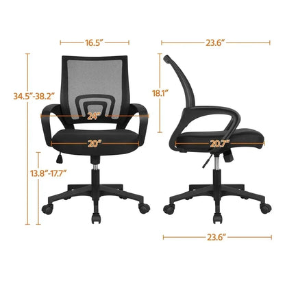 Adjustable Mid Back Mesh Office Chair with Armrests – Black Swivel Computer & Gaming Chair