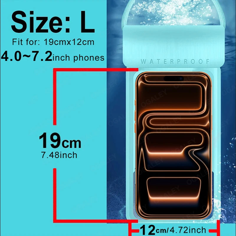 IPX8 Universal Waterproof Phone Pouch – Dry Bag Case for iPhone 16/17 Pro Max, Xiaomi, Samsung