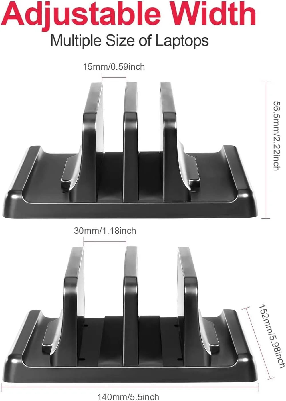Adjustable Vertical Laptop Stand | Dual-Slot ABS Plastic Design | Space-Saving for MacBook, Chromebook, Surface, iPad