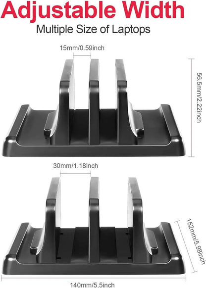 Adjustable Vertical Laptop Stand | Dual-Slot ABS Plastic Design | Space-Saving for MacBook, Chromebook, Surface, iPad