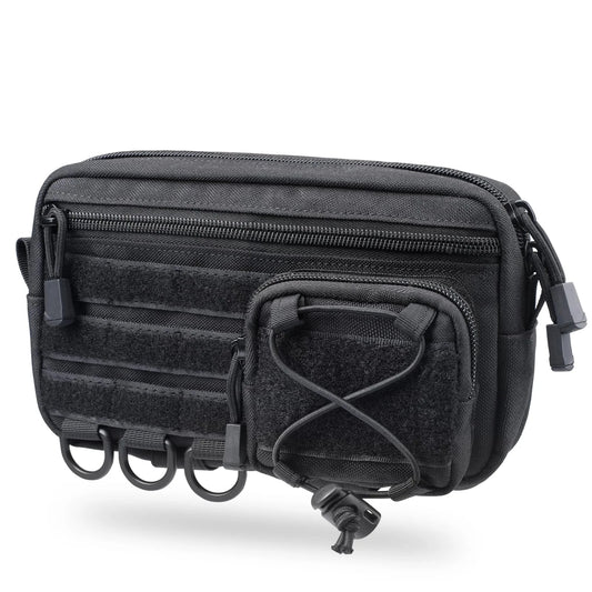 Tactical Molle Horizontal Admin Pouch – EMT EDC Utility Bag with Front Drawstring Pocket