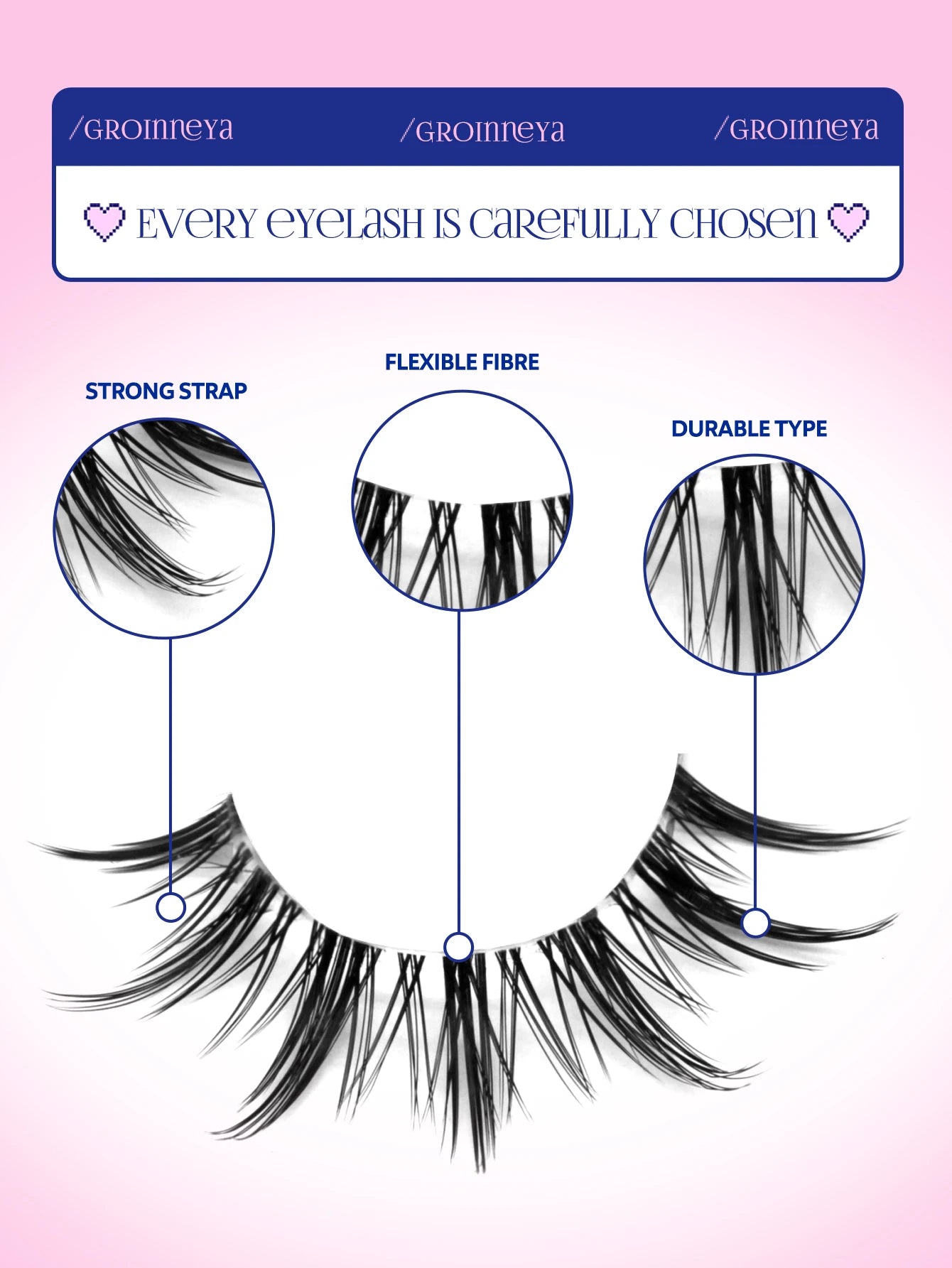 GROINNEYA Cat Eye Lashes – Faux Mink Wispy Winged Fake Eyelashes for Natural Elongated Look