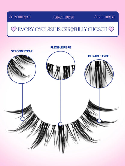 GROINNEYA Cat Eye Lashes – Faux Mink Wispy Winged Fake Eyelashes for Natural Elongated Look