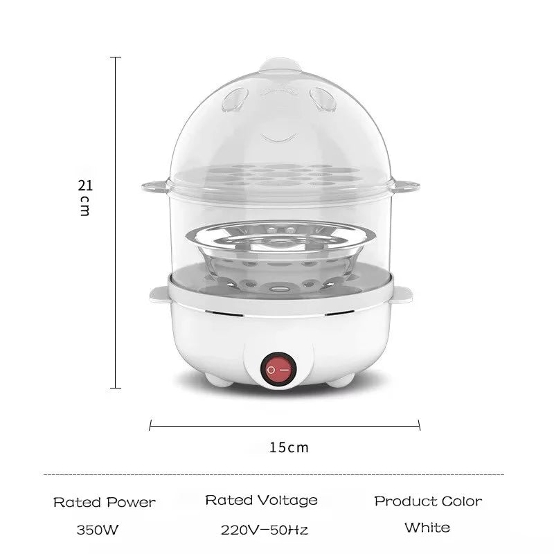 Multifunctional Electric Egg Cooker – Double-Layer Mini Steamer & Poacher for Easy Breakfast Cooking