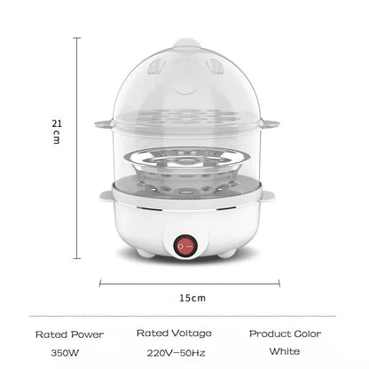 Multifunctional Electric Egg Cooker – Double-Layer Mini Steamer & Poacher for Easy Breakfast Cooking