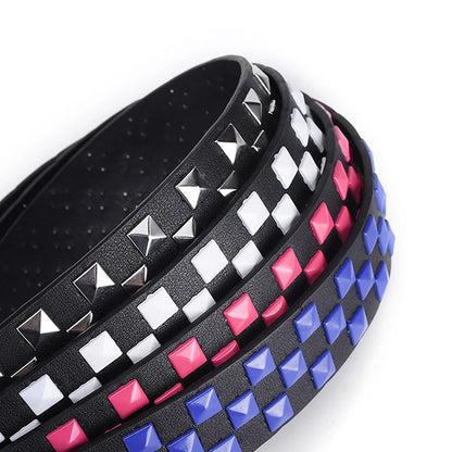 Personalized Checkerboard PU Leather Belt – 107CM Unisex Rivet Punk Hip-Hop Fashion Accessory