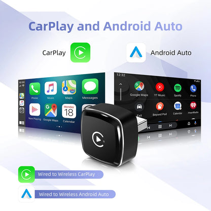 Wireless CarPlay & Android Auto Adapter – USB Mini Dongle Plug & Play for VW, Toyota, Nissan, Honda, Ford, Benz