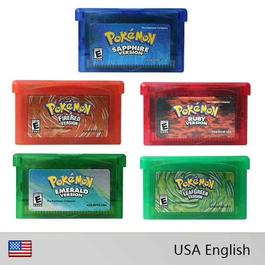 GBA Pokémon Game Cartridge – Emerald, FireRed, LeafGreen, Ruby & Sapphire USA Version for GBA/NDS