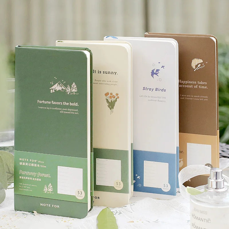 Retro Weekly Planner Notebook – Slim Notepad for Office & School, Cute Weekly Record Book