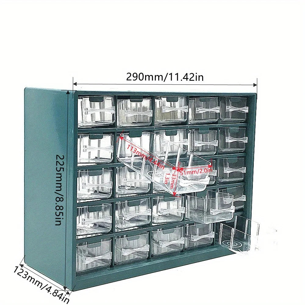 25 Multi-grid Drawer Parts Box | Wall-mounted Screw Classification Component Box | Tool Case for Electronic Components | Storage Toolbox