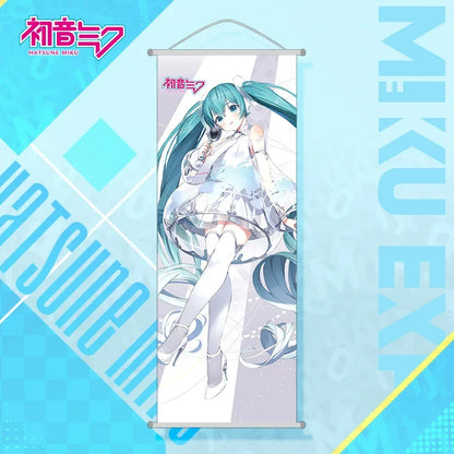 Bandai Hatsune Miku 2D Peach Skin Scroll Poster — Anime Wall Hanging Painting, Peripheral Decoration 25×70cm