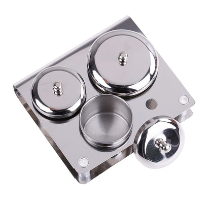 3-Piece Stainless Steel Dappen Dish Set – Manicure Nail Art Powder & Liquid Container Organizer Tray