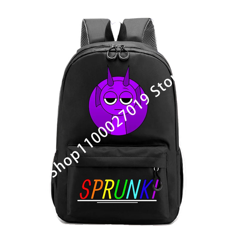 Sprunkis Cartoon Anime Backpack for Boys & Girls – Breathable, Wear-Resistant Canvas Schoolbag for Kids