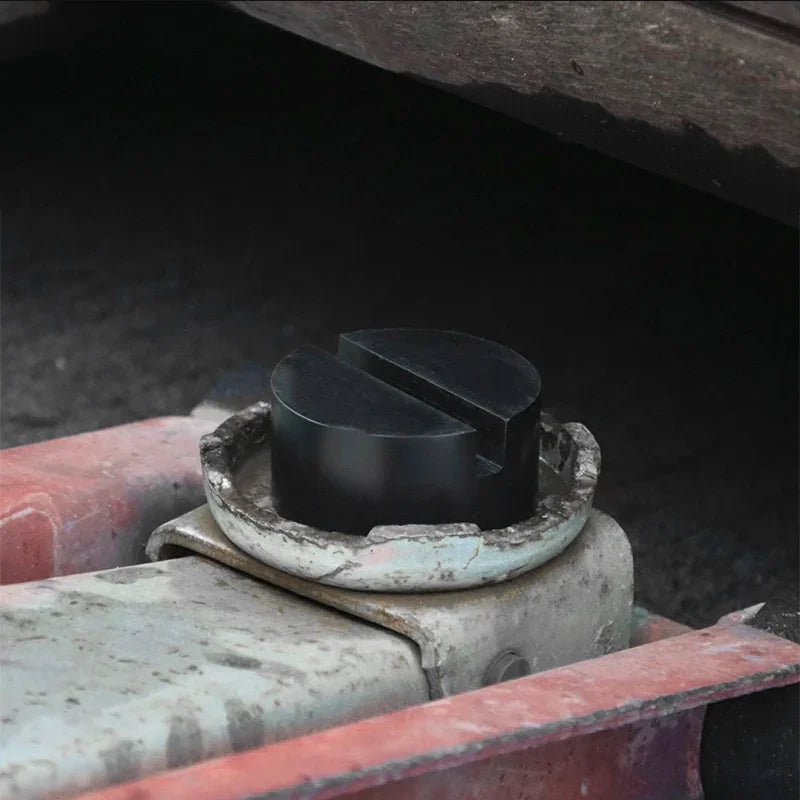 Car Lift Jack Stand Rubber Pads – Black Rubber Slotted Floor Jack Pad, Frame Rail Adapter, Universal Fit