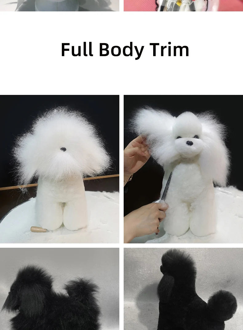 Pet Grooming Practice Poodle Model — Full Body Simulation Dog Mannequin for Grooming Training