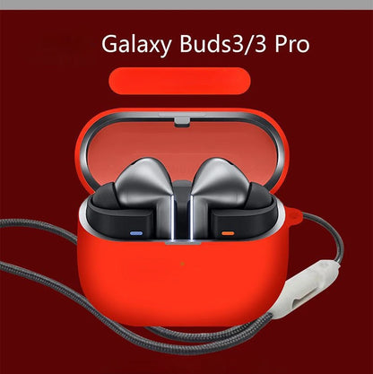 Bluetooth Earphone Case for Samsung Galaxy Buds 3 Pro – Soft Silicone Protective Cover with Lanyard