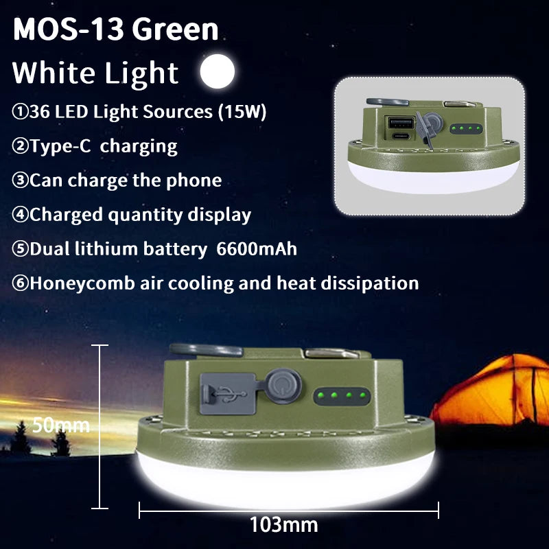 MOSLIGHTING 9900mAh Rechargeable Camping Lantern — Powerful LED Flashlight with Magnet, Portable Tent & Work Light