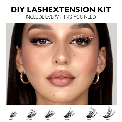 Lash Clusters Extension Kit – Fake Eyelashes Set with Lash Bond, Seal, and Applicator Tool for Makeup