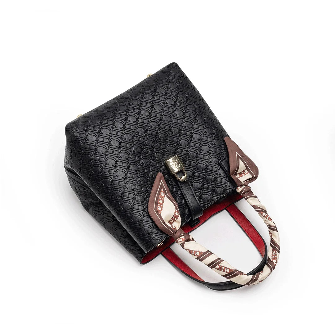 CH Fashion Women’s Shoulder Bag – Large Capacity Casual PU Leather Handbag with Embossed Letters