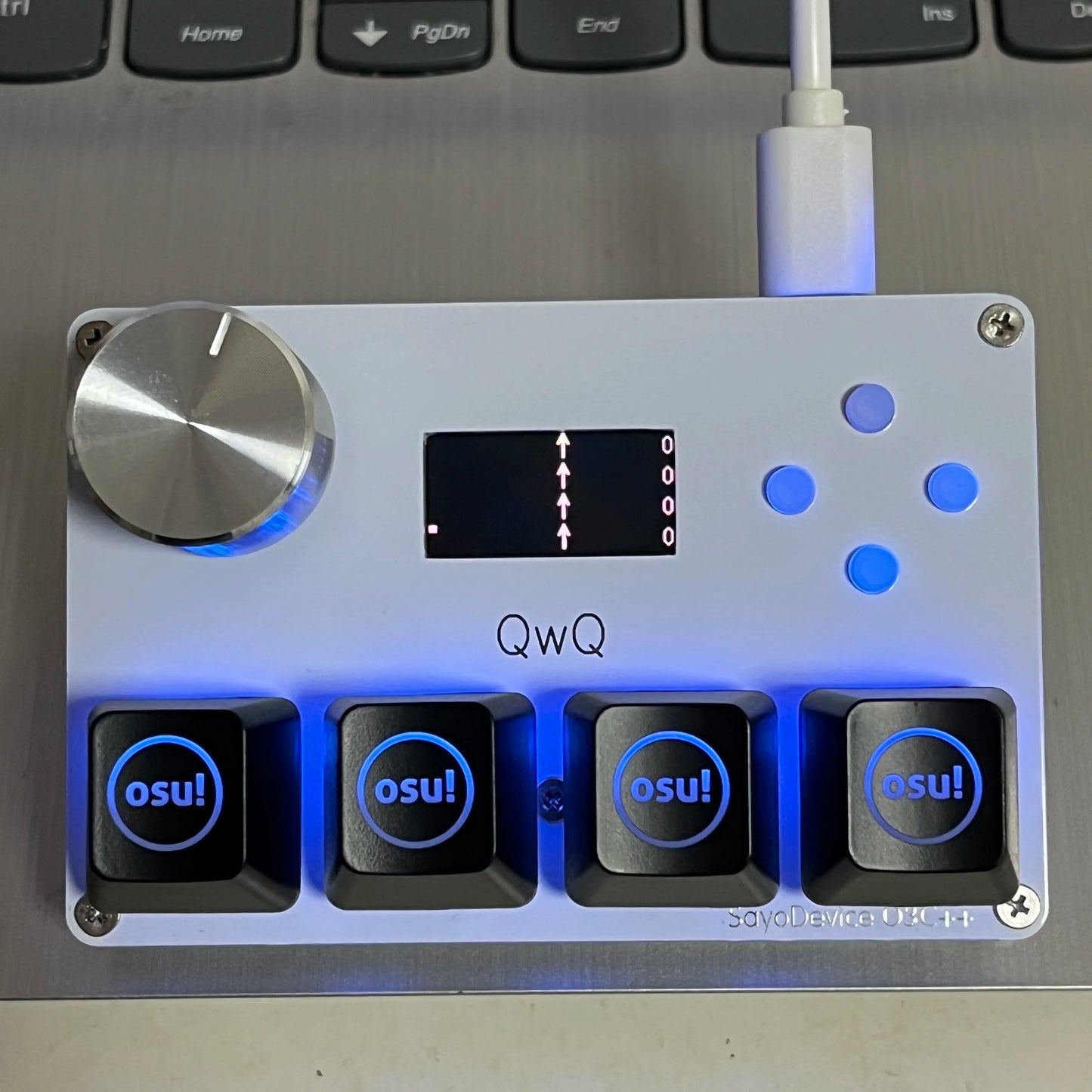 SayoDevice O3C++ OSU Keyboard | 4+4 Keys with OUTEMU Magnetic Pink Switches, Rapid Trigger, Knob & Screen, Copy Shortcut