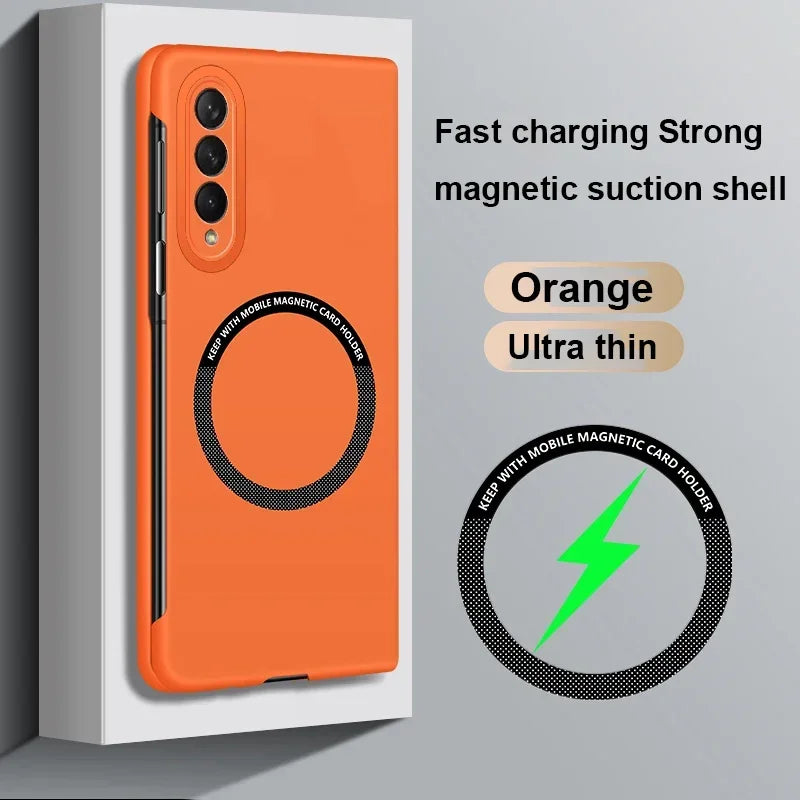 Ultra Thin Skin Feel Case for Samsung Galaxy Z Fold 3/4/5/6/7 – Magnetic Wireless Charging Compatible Fold Cover