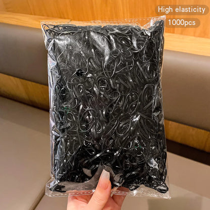 1000 Black Elastic Rubber Bands — Durable, Multipurpose for Daily Use