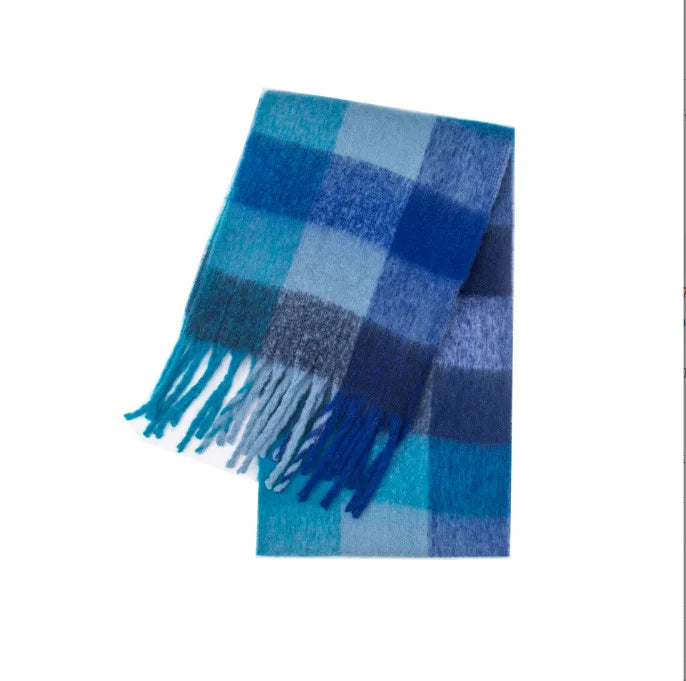 2025 Women's Winter Thick Cashmere Scarf – Warm Pashmina Shawl with Rainbow Tassels & Wraps