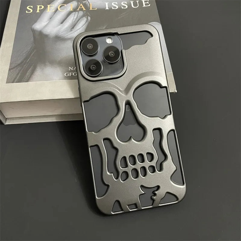 Cool Hollow Skull Ghostface Plating iPhone Case – Heat Dissipation Slim Cover for iPhone 14-17 Pro Max