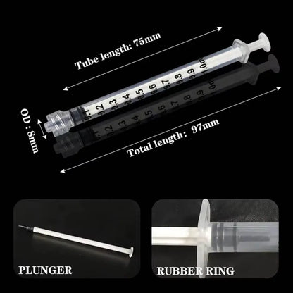 100PCS 1ml Luer Lock Syringes – Sterilized Lab Injectors for Glue Dispensing & Sampling, Individual Packaging