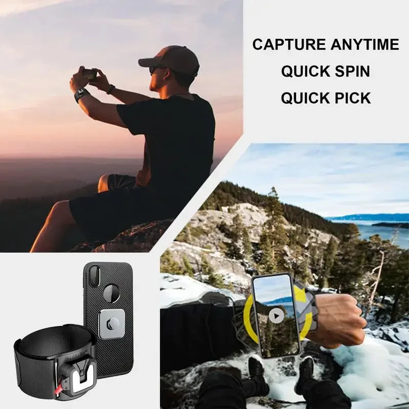 360° Rotatable Wristband Cell Phone Holder – Detachable Armband for Biking, iPhone 15 Pro Max