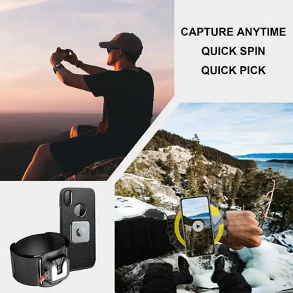 360° Rotatable Wristband Cell Phone Holder – Detachable Armband for Biking, iPhone 15 Pro Max
