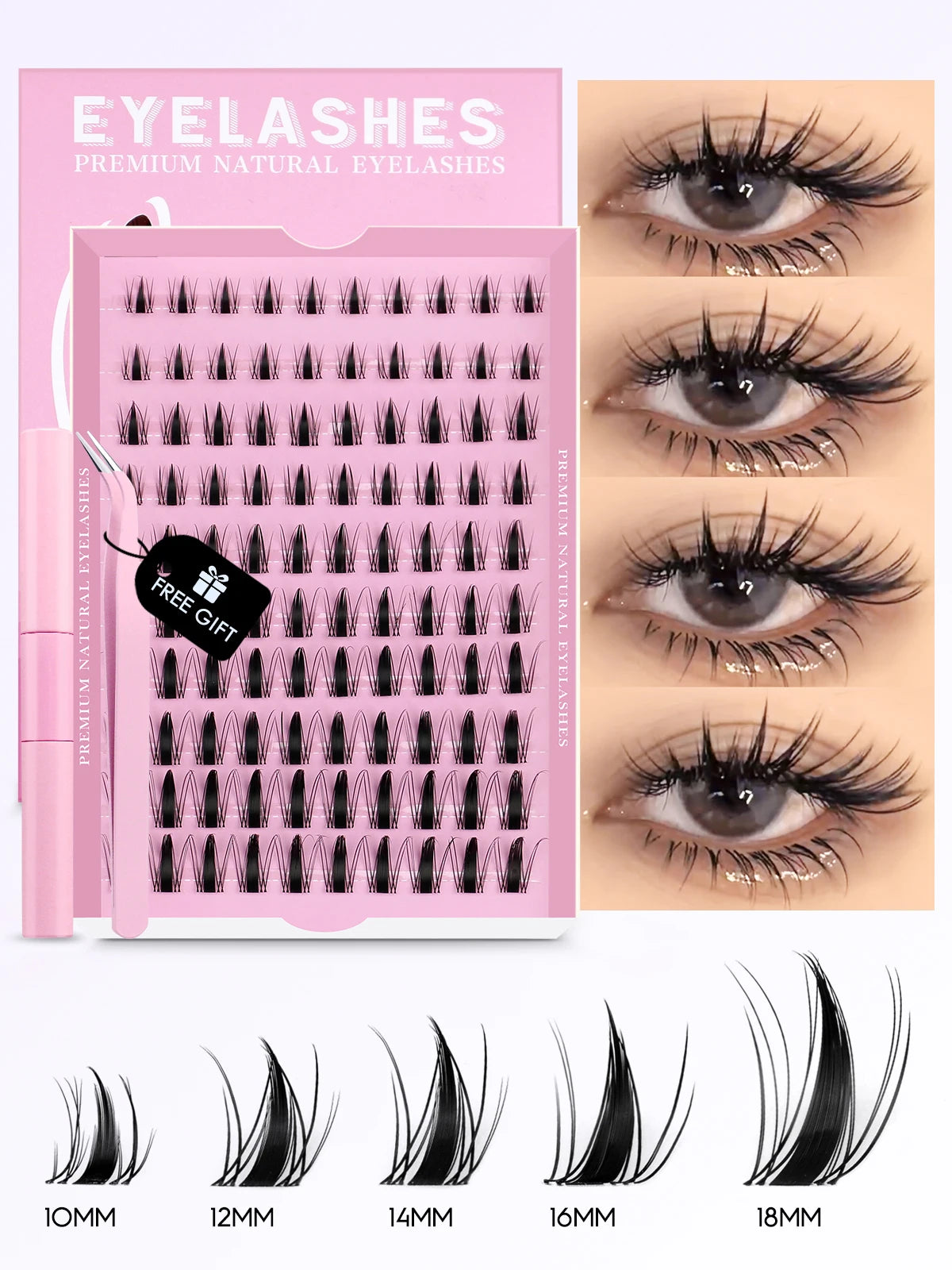 GROINNEYA Eyelash Clusters Kit – DIY Lash Extension with Bond & Seal, Waterproof Strong Hold & Tweezers