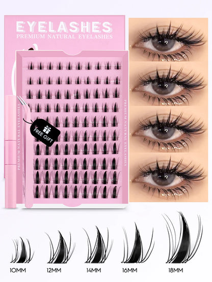GROINNEYA Eyelash Clusters Kit – DIY Lash Extension with Bond & Seal, Waterproof Strong Hold & Tweezers