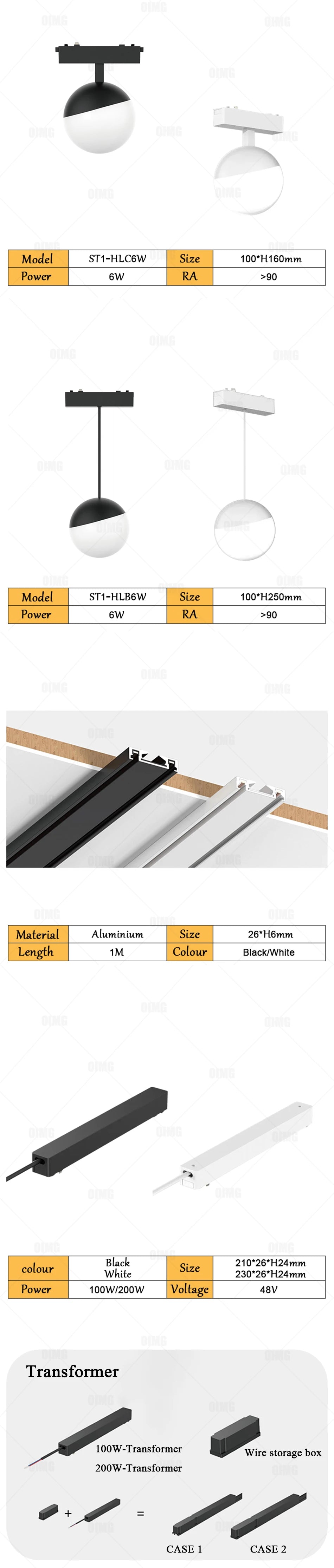 Smart Home Tuya Dimming 6mm Ultra-Thin Ceiling Mount Magnetic Track Light, 48V Slim Surface Mounted Linear Light