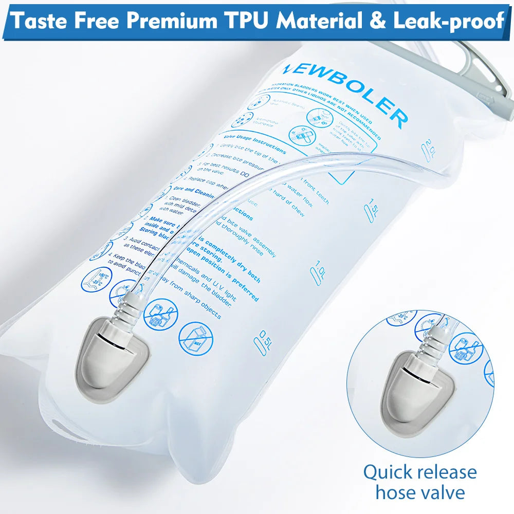 NEWBOLER Outdoor Sport Water Bladder — 1.5L/2L/3L TPU Soft Flask for Camping, Running & Biking