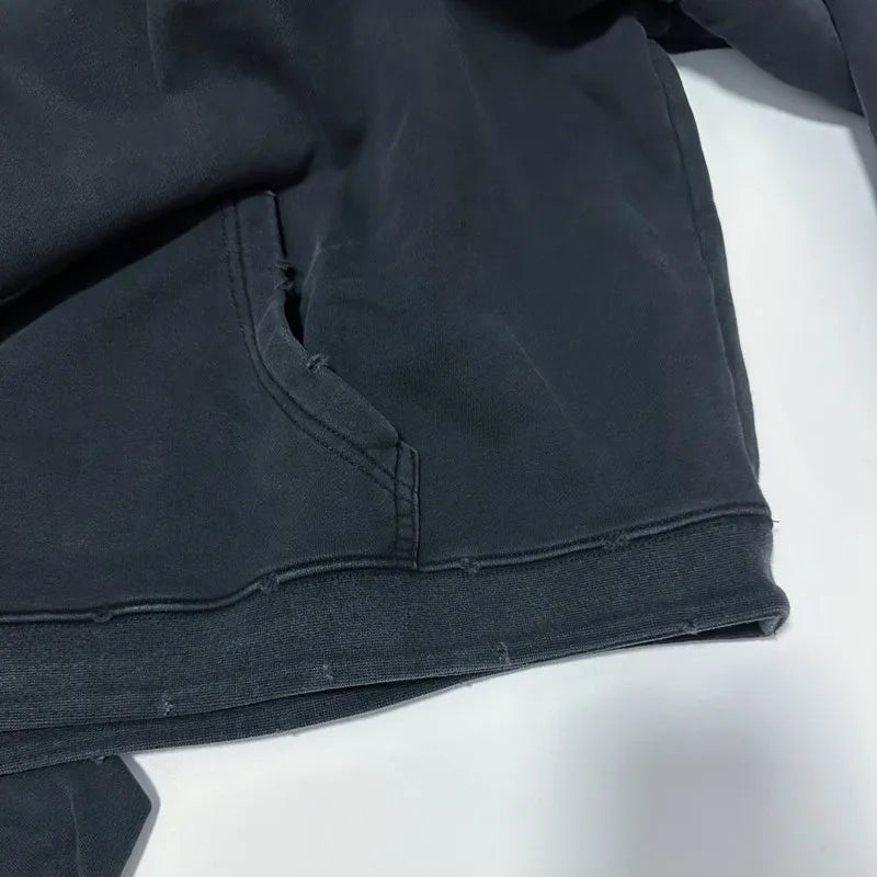 2025SS Ripped E.R.D. Hoodie – Men & Women Slogan Print Short Wide Sweatshirt