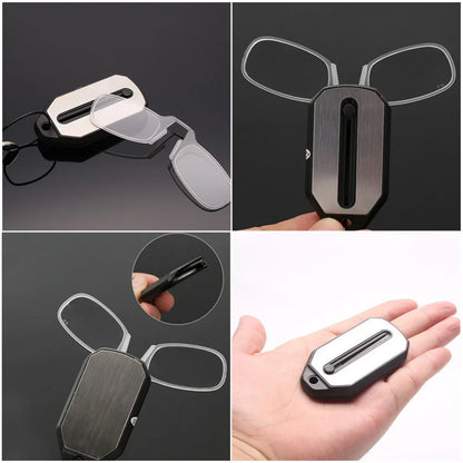 Clip-On Nose Reading Glasses – Ultralight Folding Mini Keychain for Men & Women +1.0 to +4.0