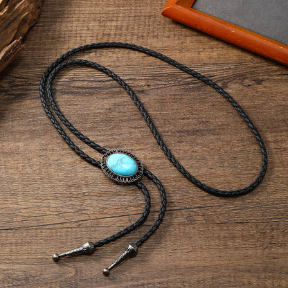 Golden Bolo Tie for Men – Adjustable Cowboy Garment Accessory with Bull Head Pendant, Western Style Necklace