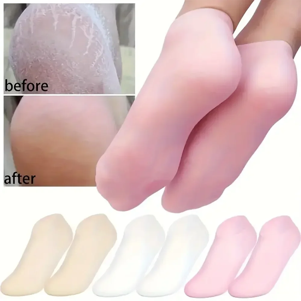2PCS Silicone Foot Care Socks – Moisturizing, Softening Dry & Cracked Heels for Men & Women