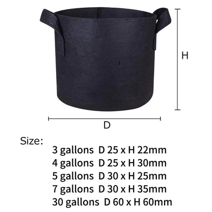 5-Pack Grow Bags with Handles — Aeration Fabric Pots for Plants, Available in 3, 4, 5, 7 & 30 Gallon
