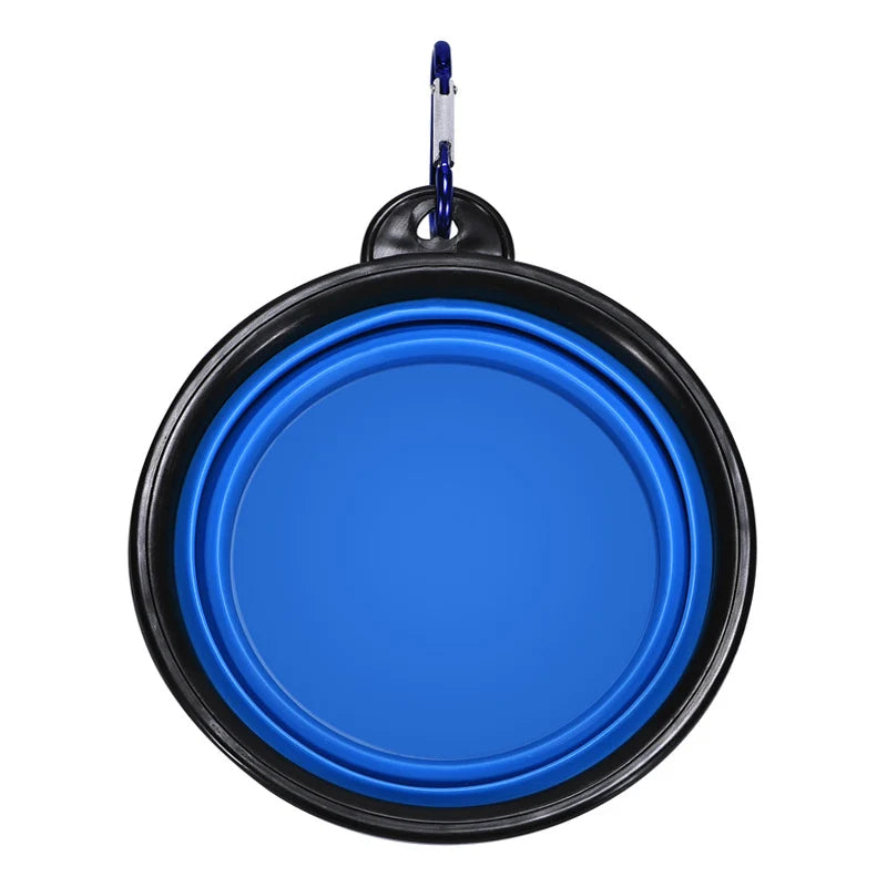 350ml Folding Pet Silicone Dog Bowl with Carabiner - Portable Outdoor Camping Travel Dish for Food and Water, Cat and Dog Supplies