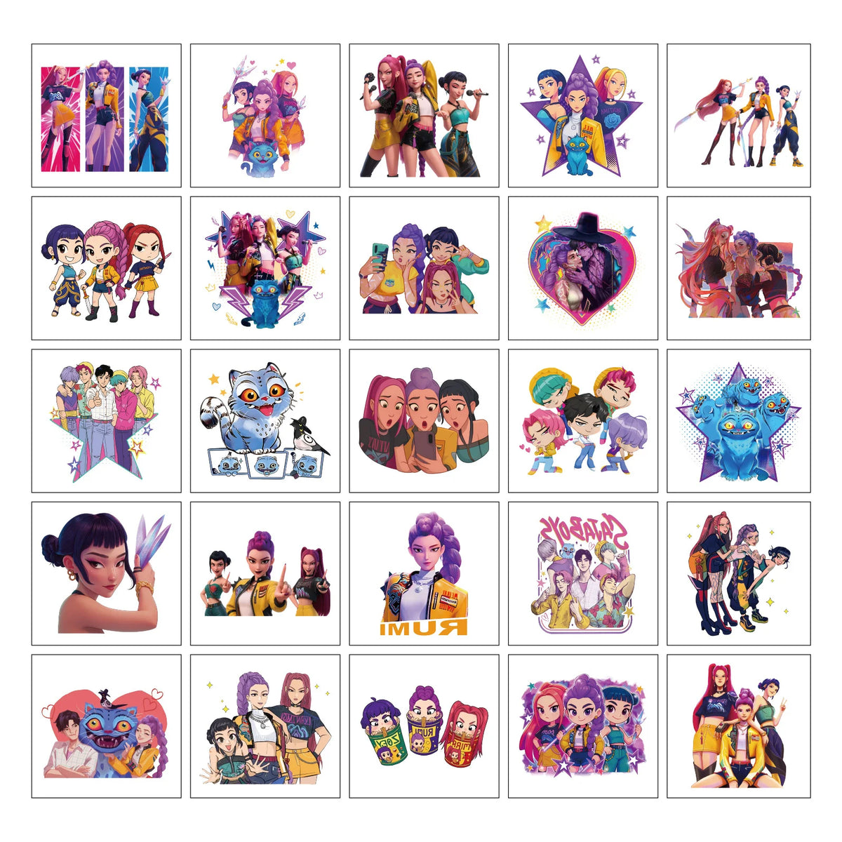 20-25pcs Rumi KPop Demon Hunters Temporary Tattoo Stickers – Cute Cart ...